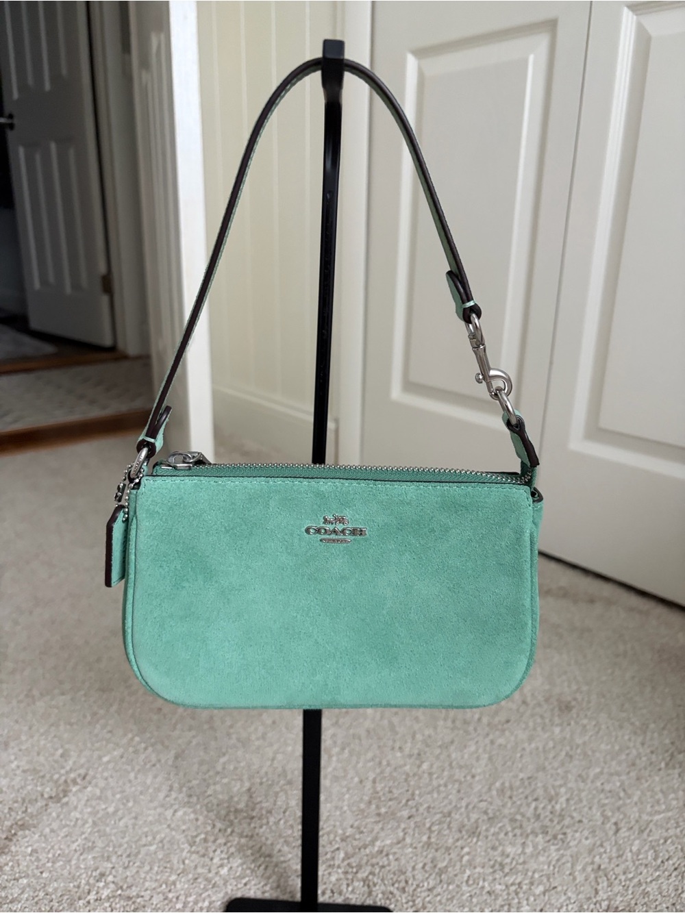 Coach Nolita in Mint Green Suede Shoulder Bag